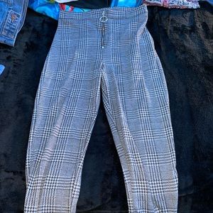 High waisted plaid pants